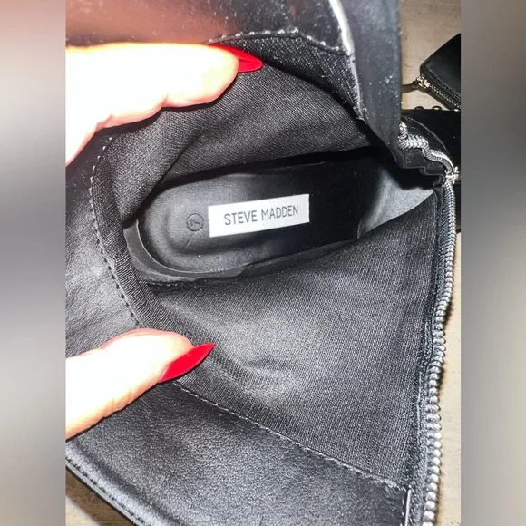 STEVE MADDEN Worthy Ankle Zip Up Booties Stiletto Studded Heels Black Size 7 - Picture 12 of 13